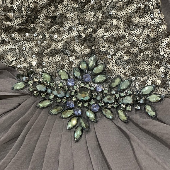 Vintage Aspeed One Shoulder Chiffon Gown Embellished Gray Medium Y2K Prom Chic - Picture 11 of 13